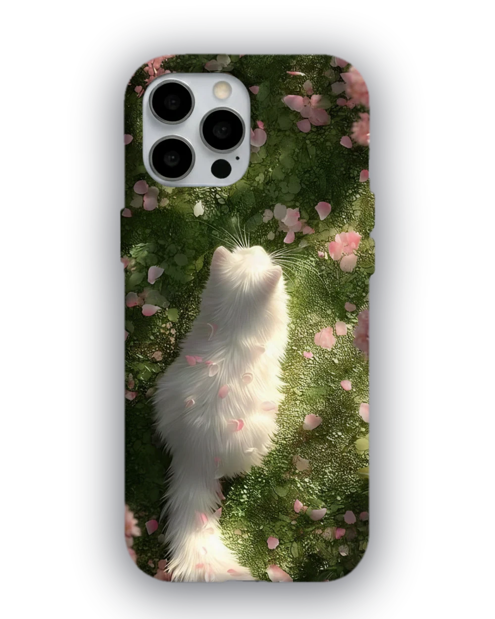 Beyaz Kedi Bahar telefon kılıfı