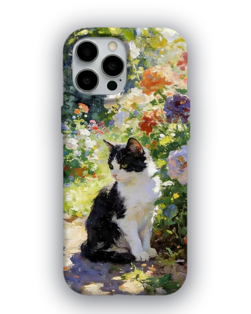 Çiçek Bahçesinde Kedi telefon kılıfı