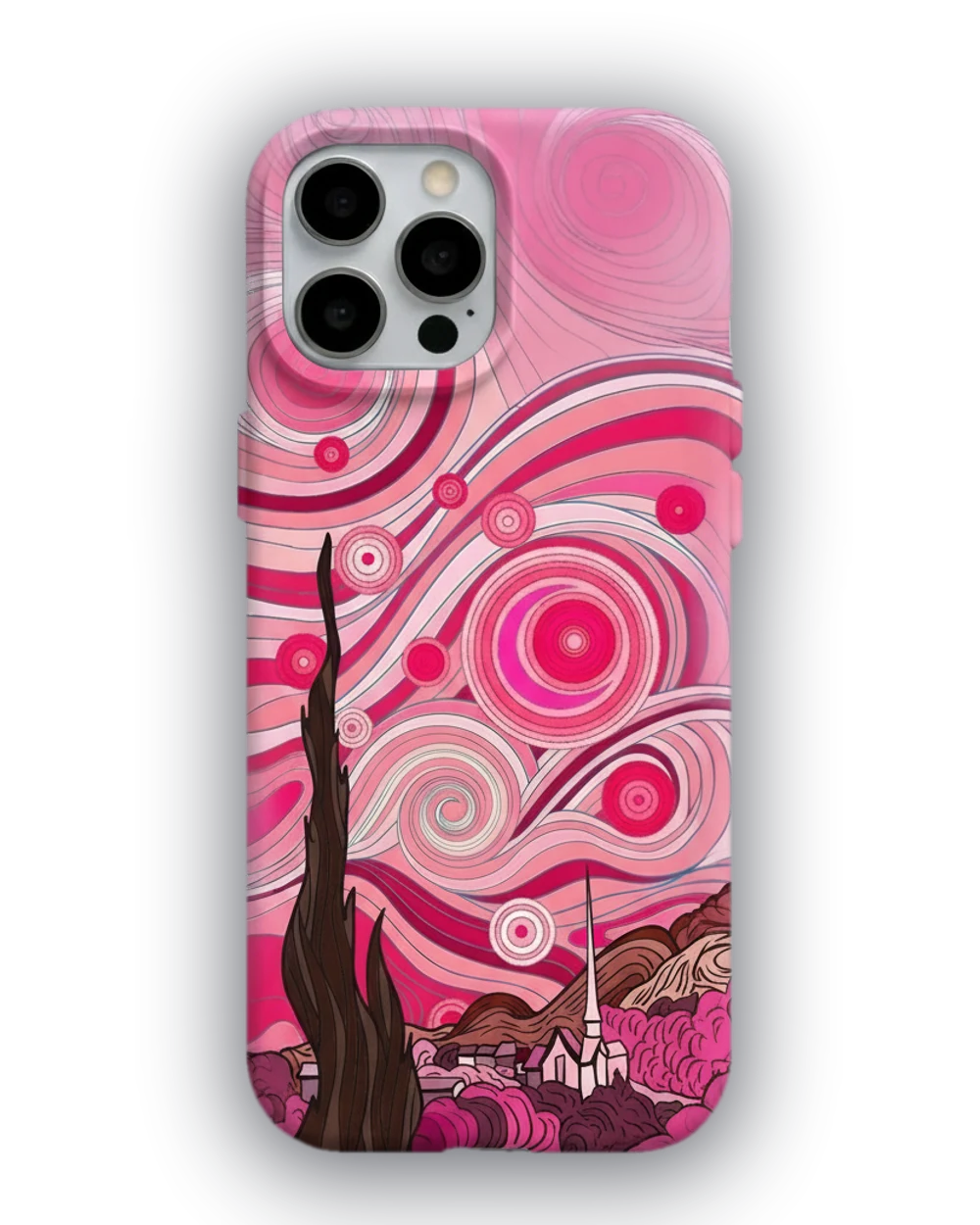 Pembe Girdap Manzara telefon kılıfı