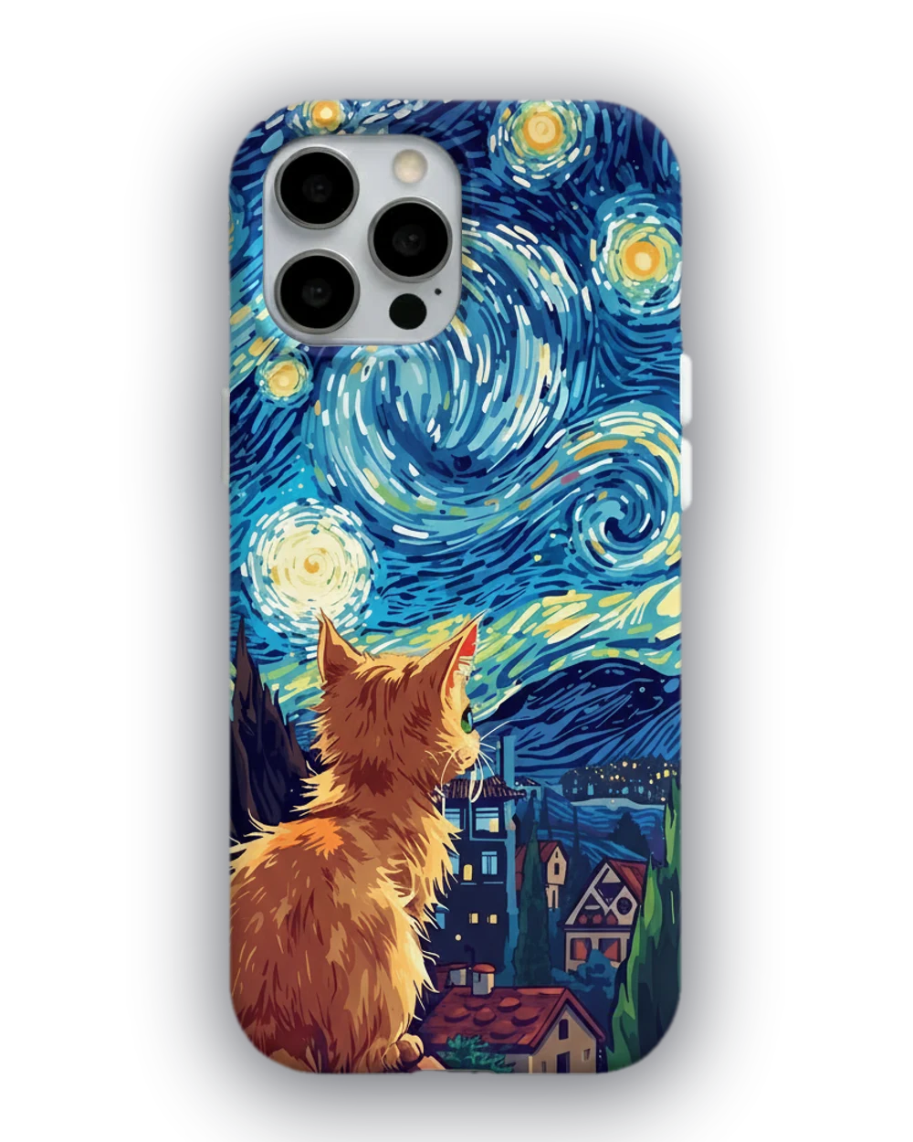 Yıldızlı Gece Kedisi telefon kılıfı