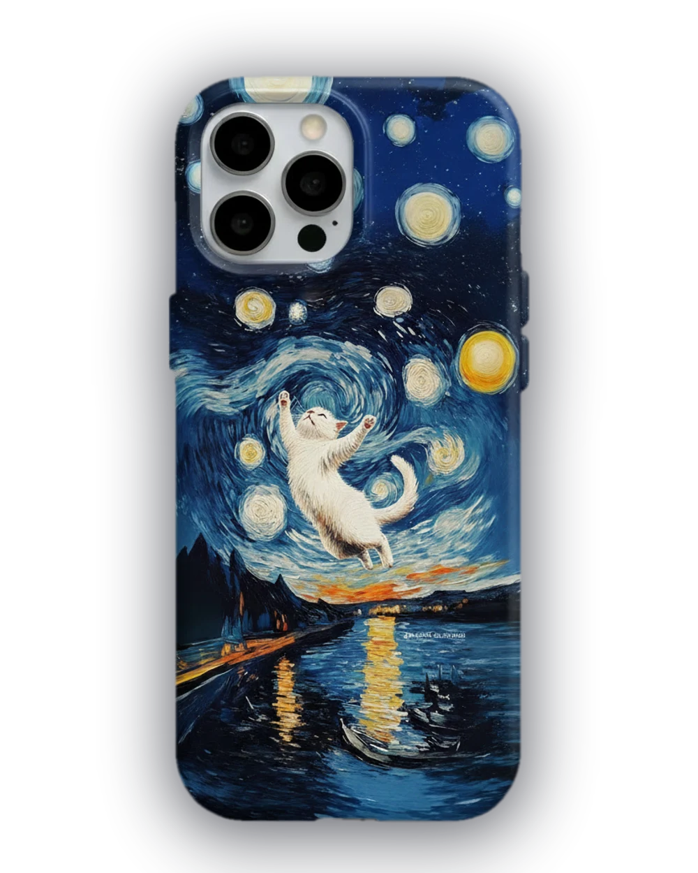 Yıldızlı Gece Kedisi telefon kılıfı