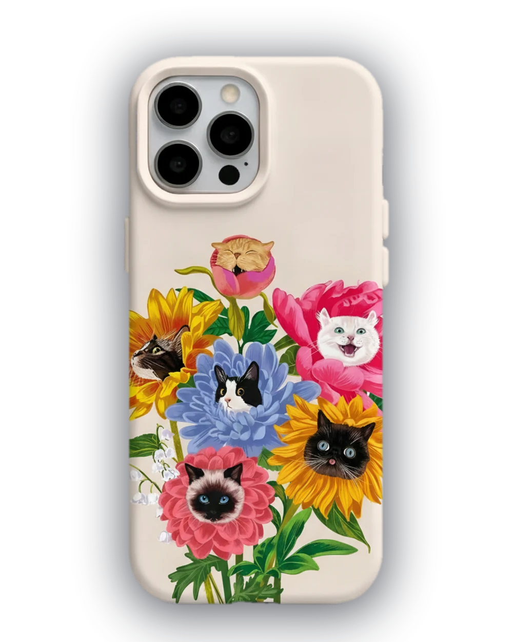 Çiçek Kediler Bahçesi telefon kılıfı